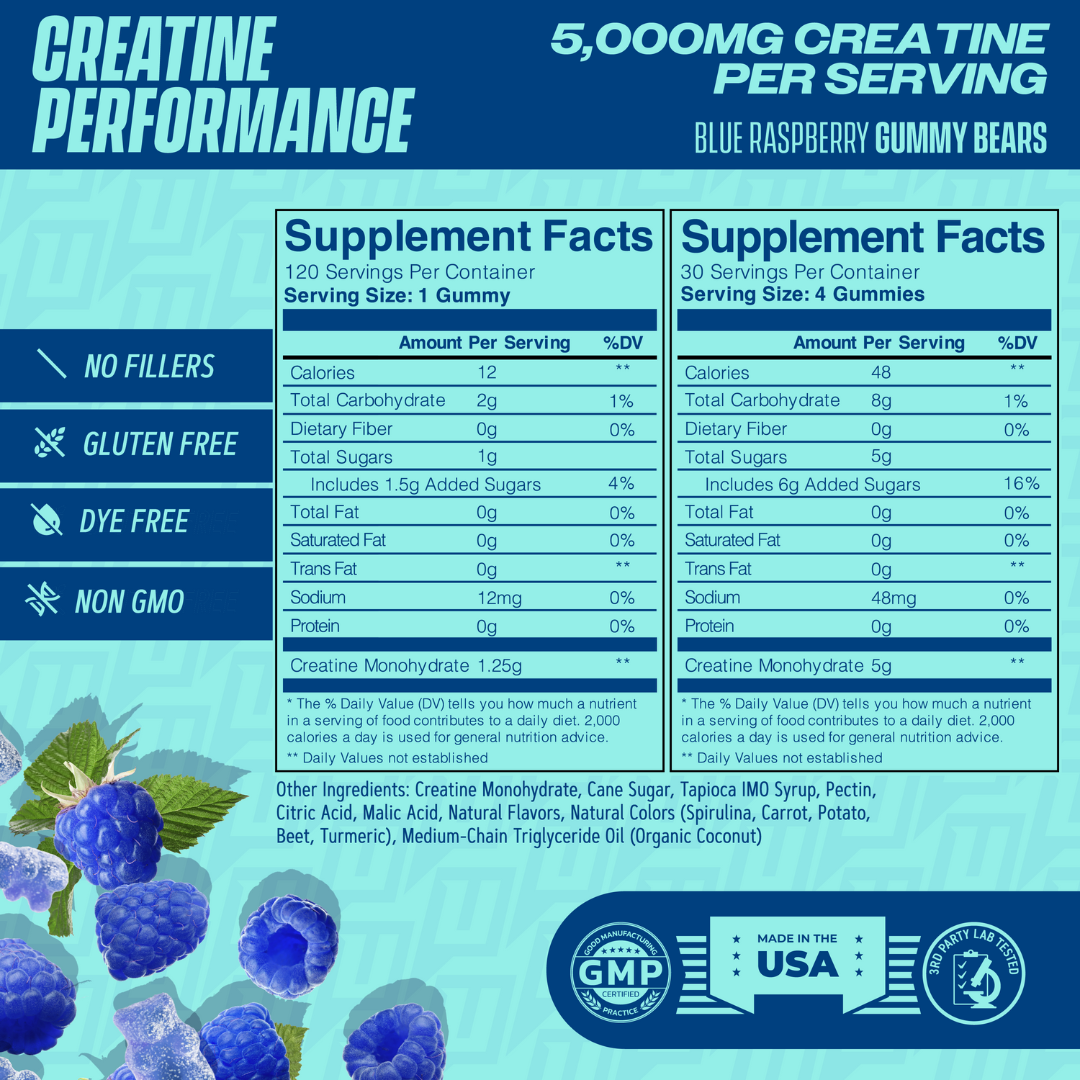 Creatine Performance Gummies Blue Raspberry