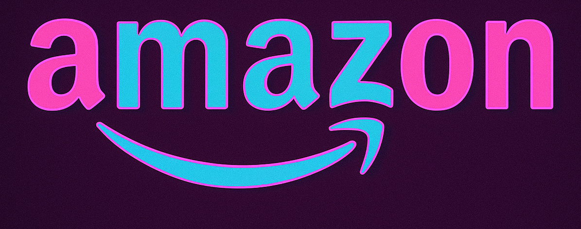 Amazon logo in miami vice colors